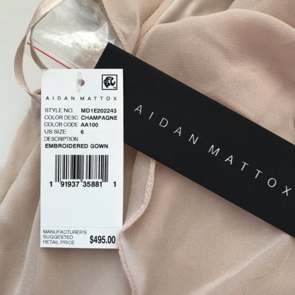 Aidan Mattox Chiffon Beaded A-Line Flutter Gown 0765 - Picture 5 of 8